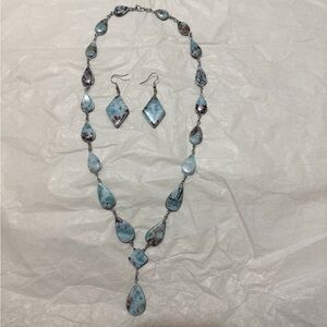 Larimar Dangle Earrings and Necklace Set